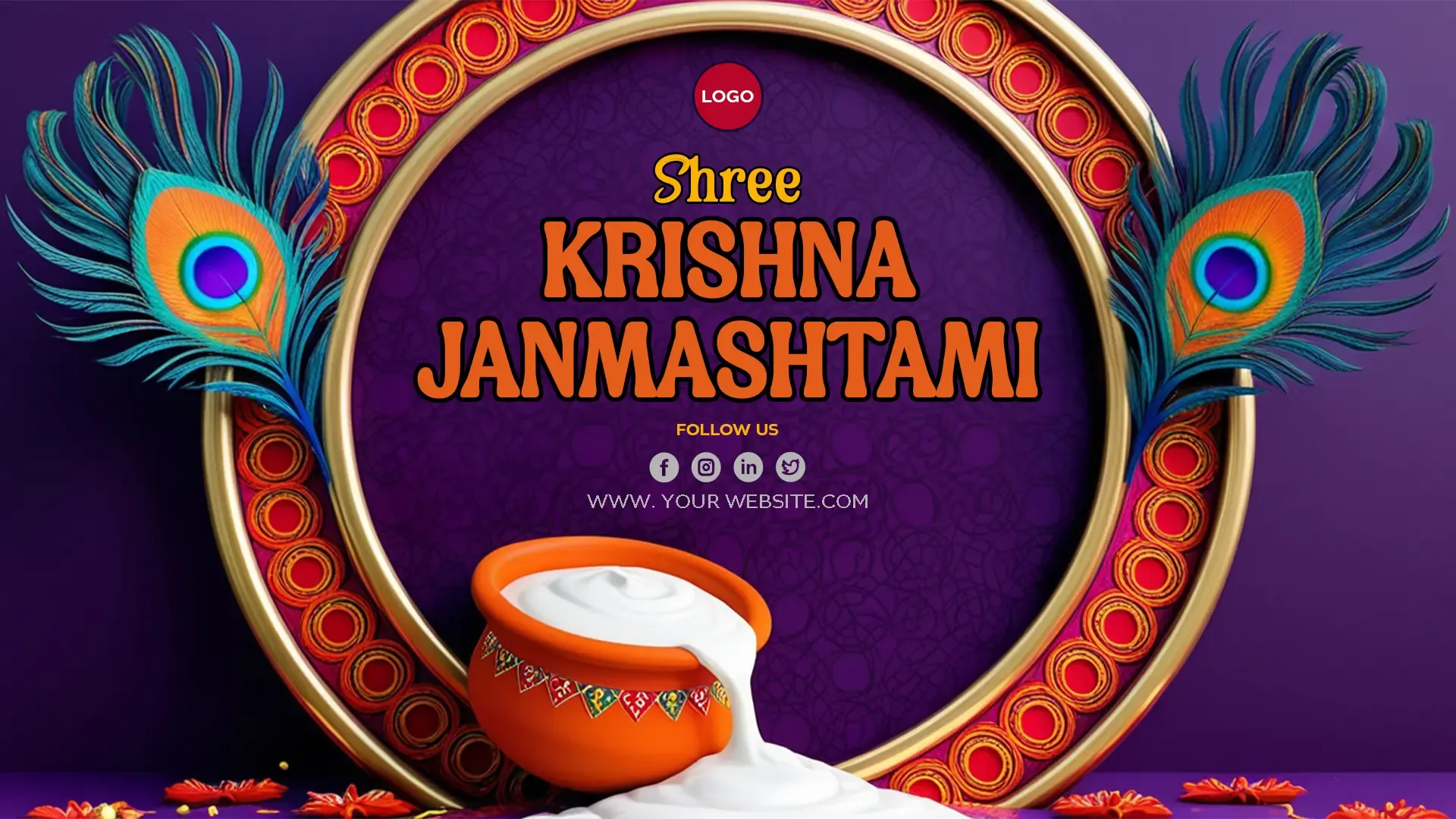 Divine Elegance Krishna Janmashtami Banner PSD